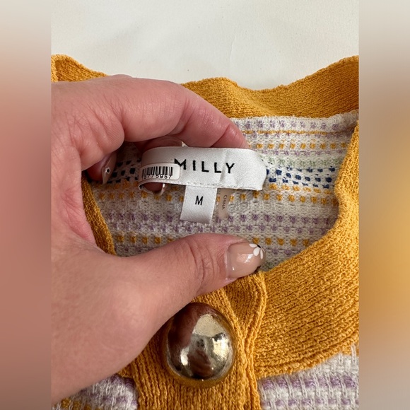 Milly Striped Tweed Cardigan size M Preowned - Picture 5 of 16